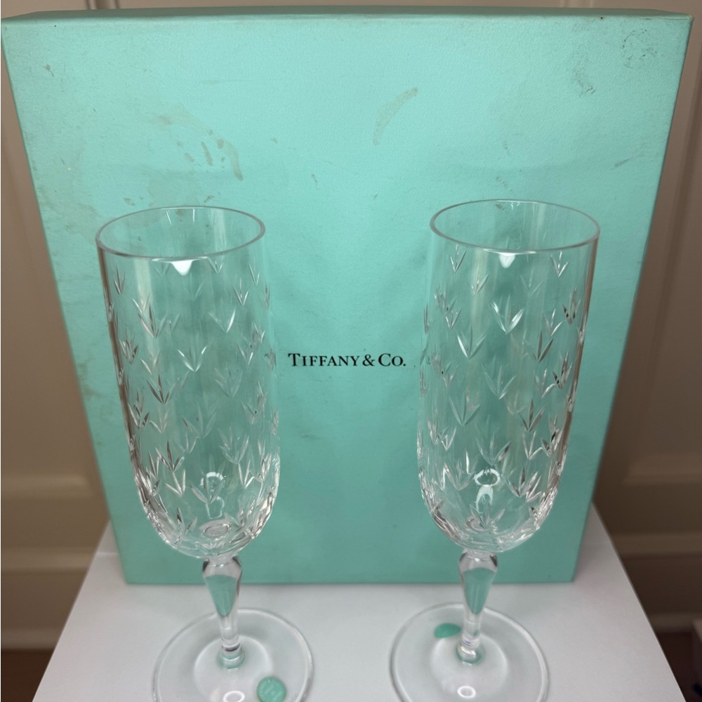 Tiffany & Co. Etched Crystal Flutes